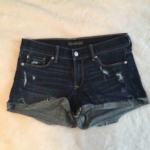 abercombie and fitch denim shorts with rips